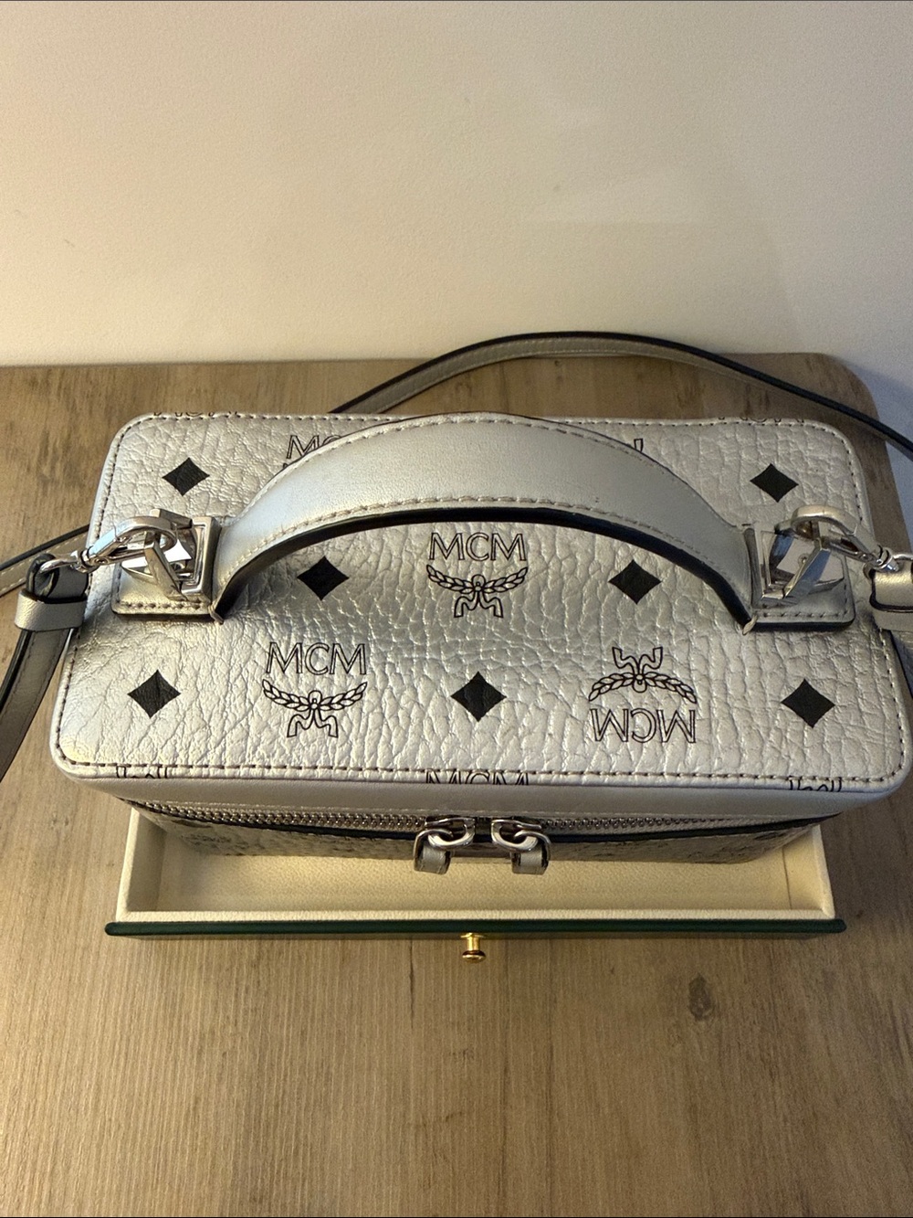 MCM Rockstar Silver Vanity Handbag with OG Strap and COA - Picture 4 of 16